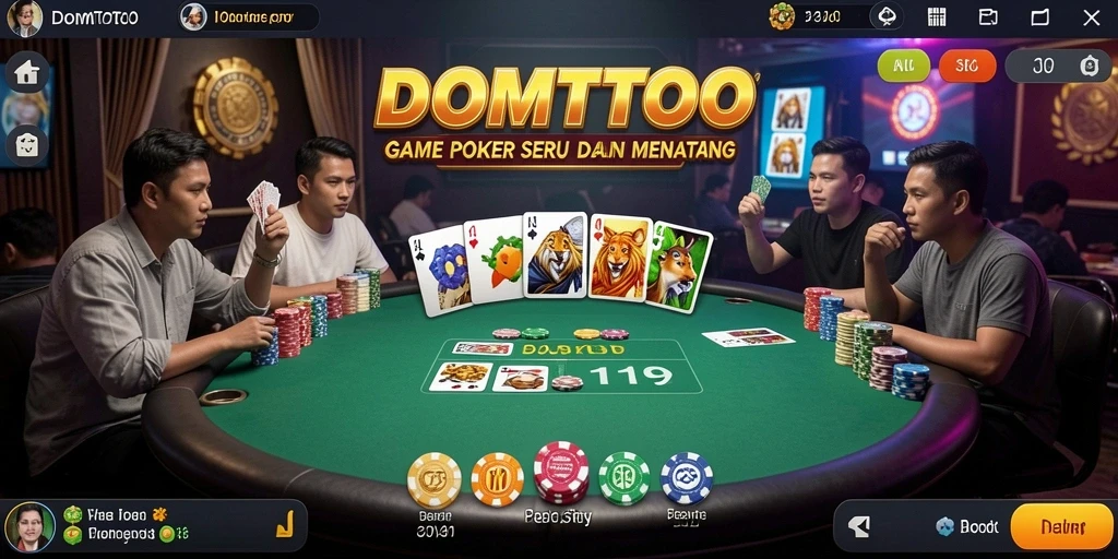 Tampilan gameplay poker yang seru di DOMTOTO.